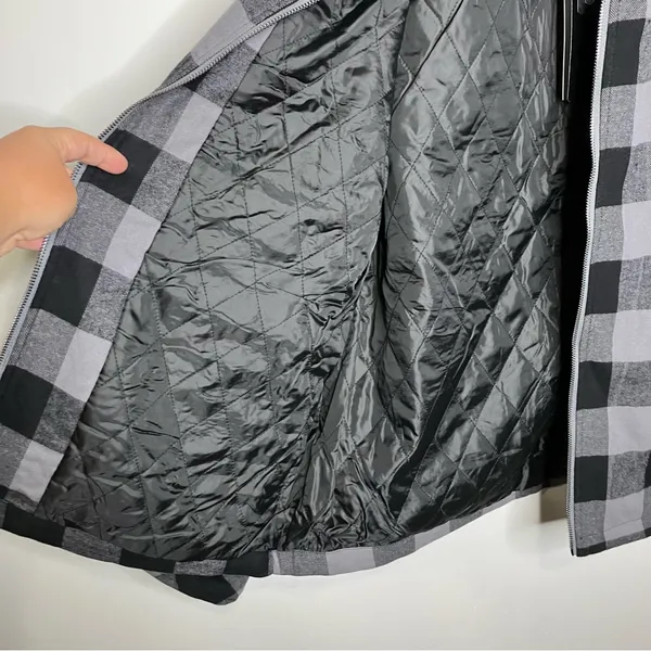 Kansas City Chiefs flannel‎ jacket black gray buffalo plaid women’s size large - Image 13