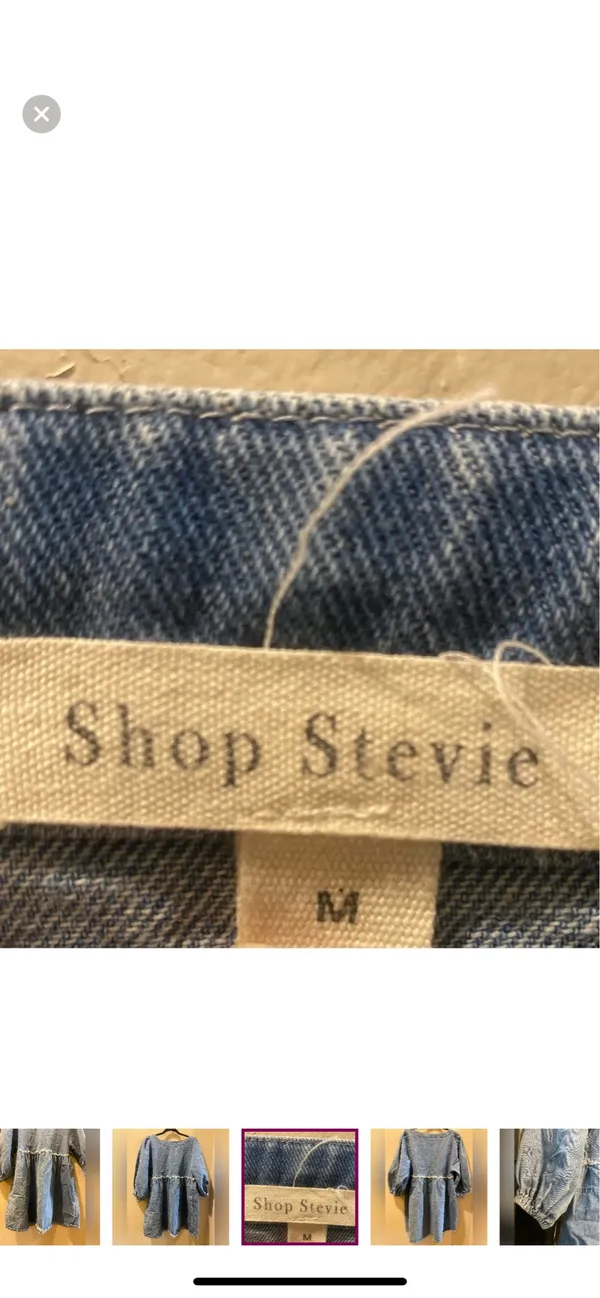 Shop Stevie | Long Sleeve Denim Puff Sleeve Distressed Dress - Image 5