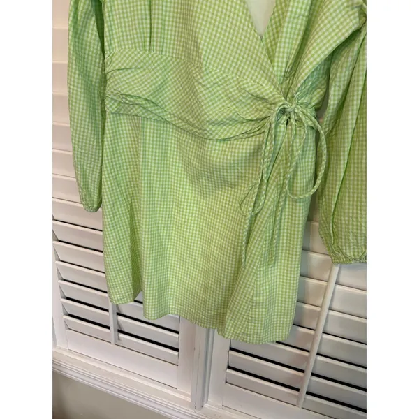 The Frolic Green And White Gingham Plaid Dress Size‎ 12 - Image 3