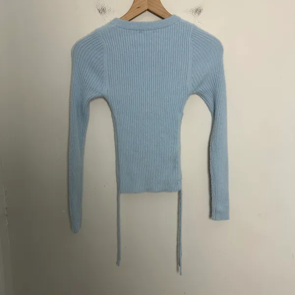 NWT - Jesica Sweater Baby Blue Ruched Sides Soft Knit 90s 2000s - Image 6
