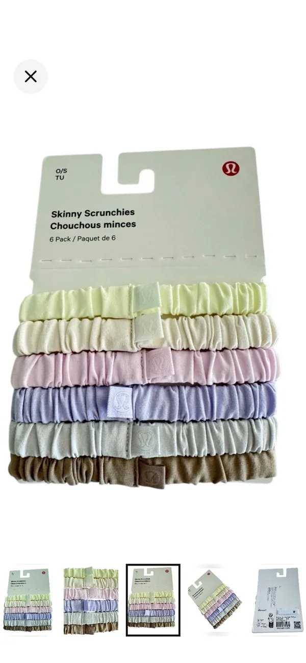 Lululemon Skinny Scrunchies 6 Pack Sheer Oak/Lt Ivory/Pink Org/Elix/Vapor/Lav Fr - Image 5