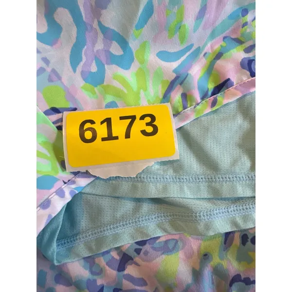 Lilly Pulitzer Luxletic Ocean Trail Shorts Blue Green Coral Print Womens Large - Image 7