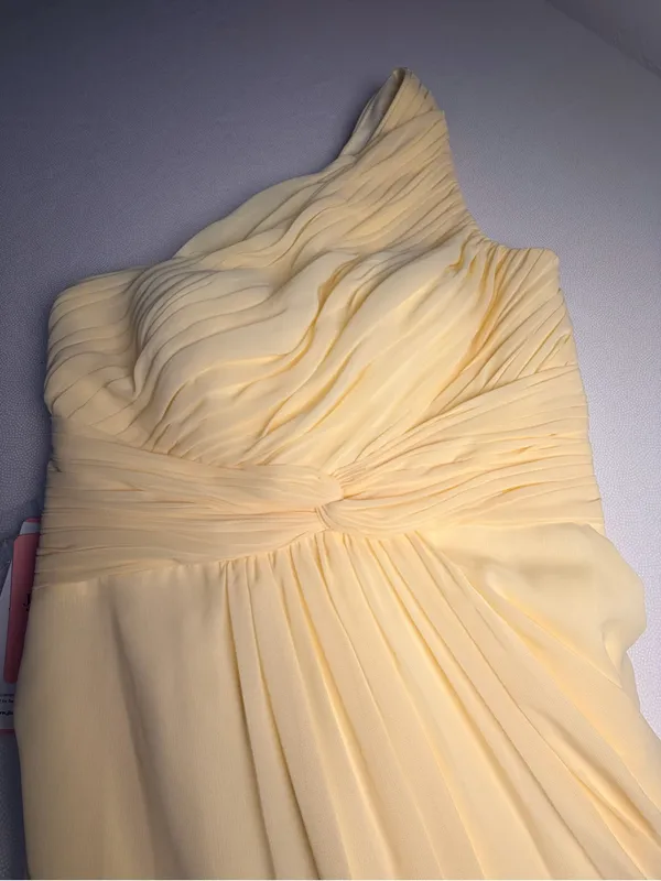 JJ’s House Daffodil Yellow One Shoulder Formal Maxi Dress Size 6 NWT Pleated - Image 8