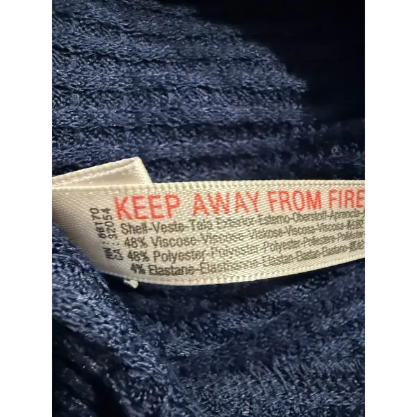 Anthropologie Womens Navy Blue Waffle Knit Henley Long Sleeve‎ Top Large 1192 - Image 4