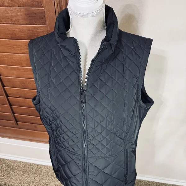 Andrew Marc Vest Womens XL Quilted Pockets‎ Full Zip Black Puffer - Image 2