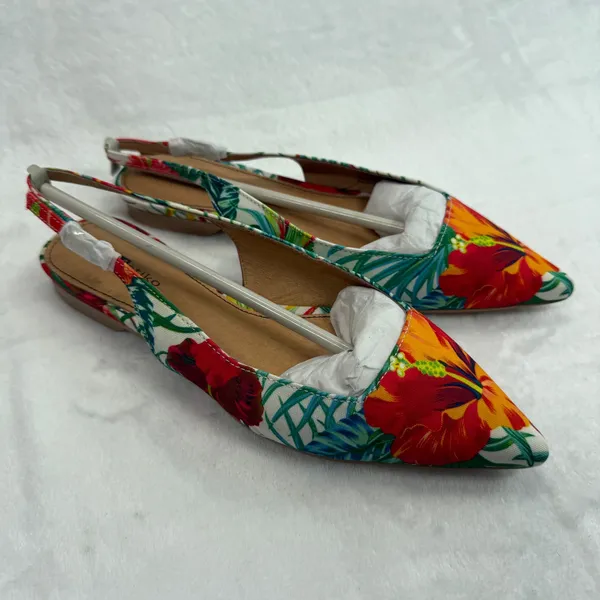 Matiko‎ Hawaiian Print Slingback Flats Pointed Toe Tropical Floral Shoes Size 36 - Image 4