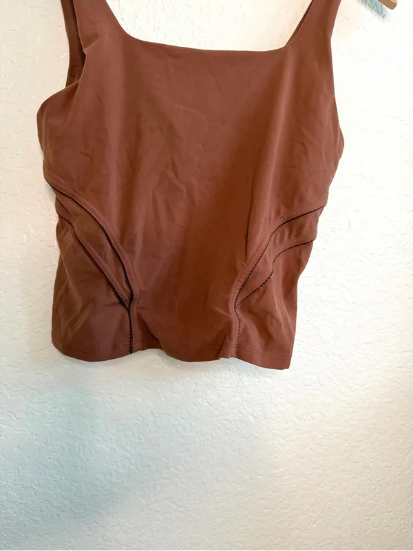 Lululemon Nulu and Mesh Back Shelf-Bra Yoga Tank Top 8 Brown - Image 5
