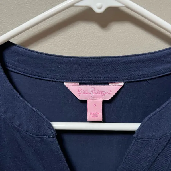 Lilly Pulitzer Beckett Navy‎ Jersey Cotton T-shirt Dress Size Small - Image 3