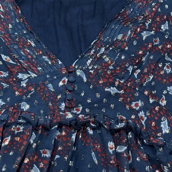 Urban Outfitters Long Sleeve Print Metallic Chiffon Lined Dress Women’s Large - Image 5