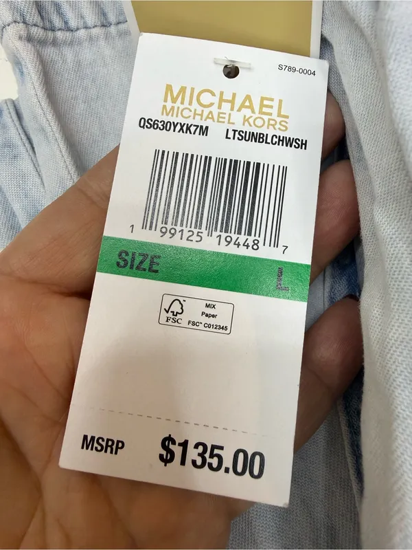Michael Kors Light Blue Wide-Leg Drawstring Jeans size L - Image 12