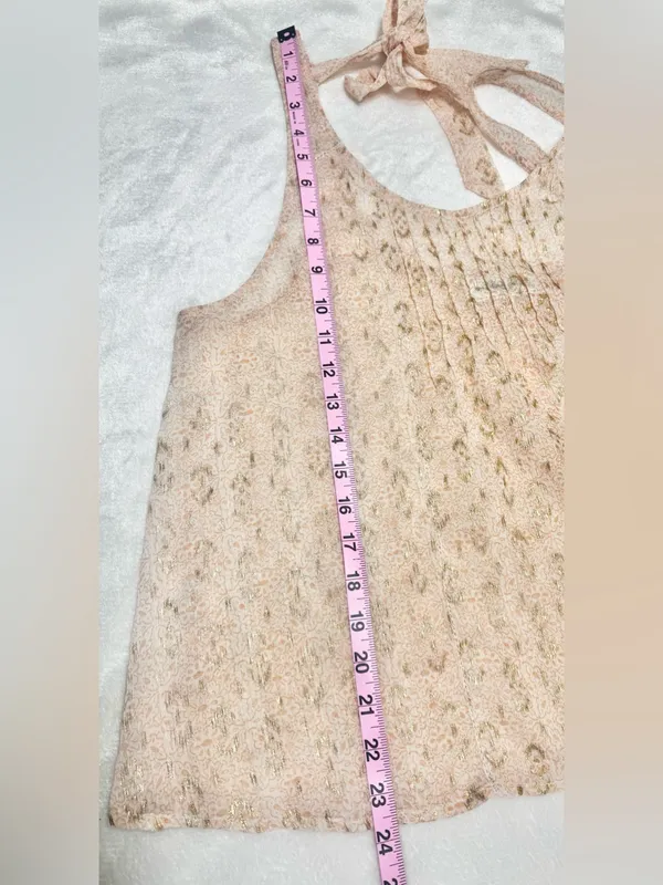 Abercrombie &Fitch Sheer Pink & Gold Metallic Foil Tank Top Size Large - Image 7