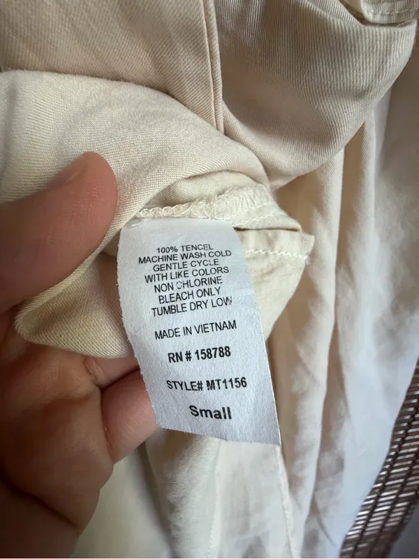 MABLE Anthropologie Ivory Tencel Tie Back Babydoll Cami Top Small - Image 5