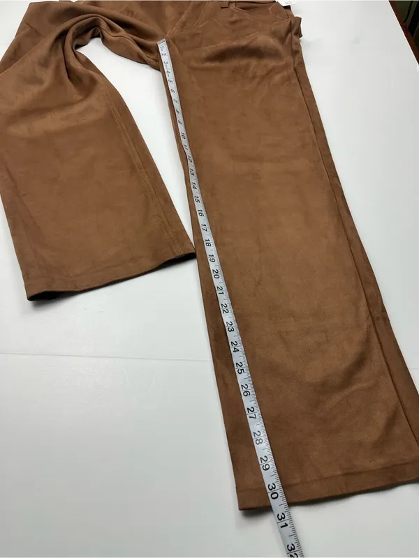 Abercrombie & Fitch High Rise 90s Relaxed Pant Brown Faux Suede Women 28 / 6 NEW - Image 7