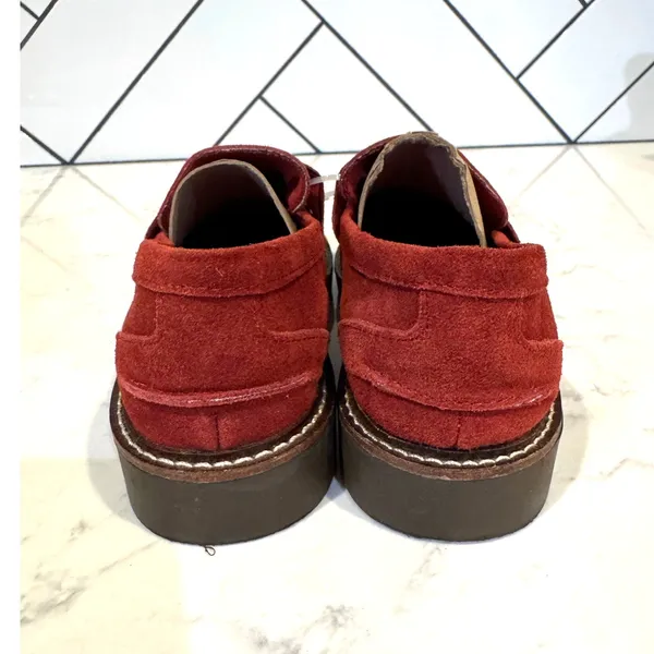Anne Klein Emmylou Lug Sole Loafers suede maroon size 7 office everyday casual - Image 5