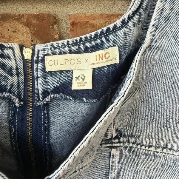 CULPOS x INC Denim Bodysuit Acid Wash Y2K Festival Retro 90s Sz 14 NEW $79.50 - Image 5