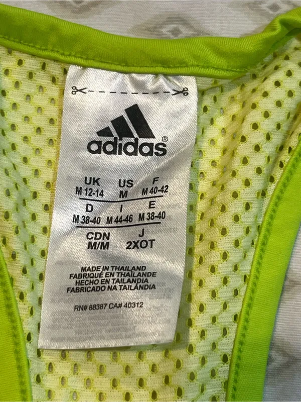 adidas Neon Yellow Racerback Mesh-Panel Tank Top - Image 3