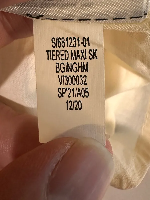GAP Tiered Maxi Skirt Blue White Gingham Cotton Cottagecore Women’s 8 - Image 13
