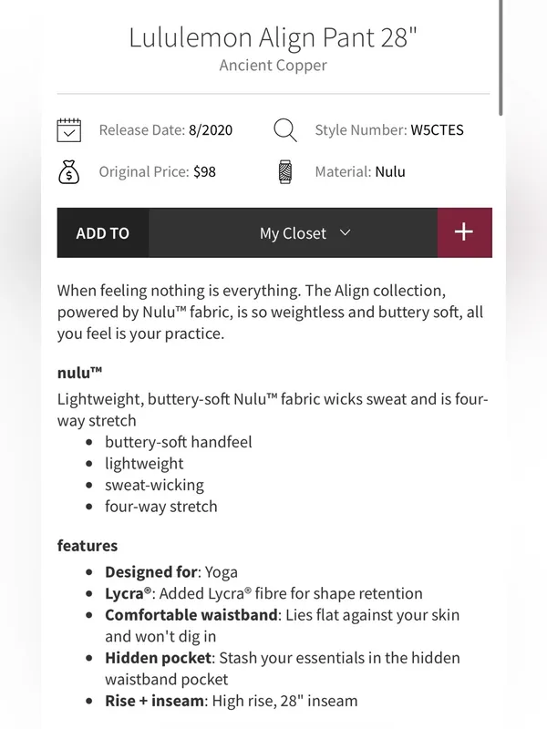 Lululemon Align High-Rise 28” Leggings Ancient Copper Size 4 - Image 4