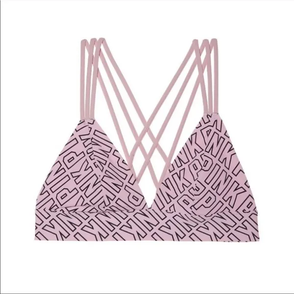 NWOT PINK Victoria’s Secret Logo Bonded Triangle Bralette Medium - Image 3