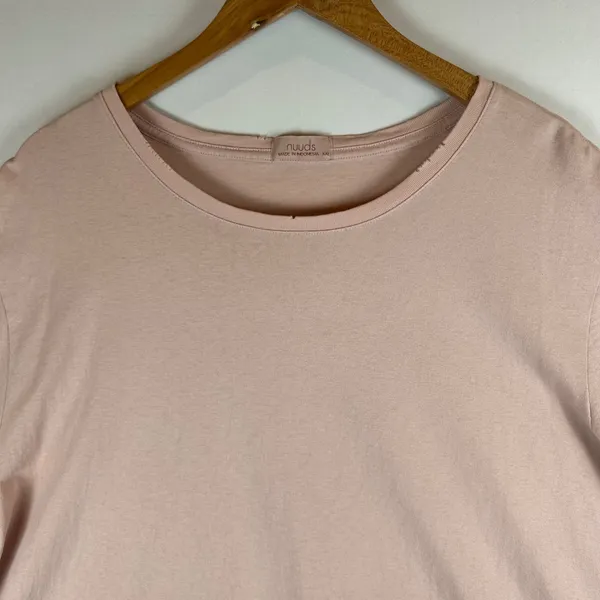 nuuds Women XXL Pink Cotton Relaxed Boxy Short Sleeve T-Shirt Distressed Hem - Image 6