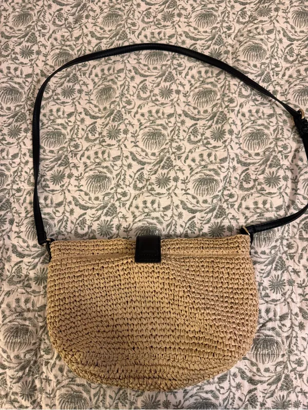 Zara Tan Woven Crossbody with Black Strap - Image 2