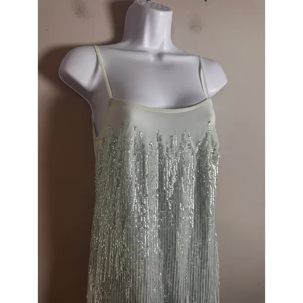 Wildfox Couture White Label Waterfall‎ Gown Mint Green Sequin Lace Up Back Dress - Image 4