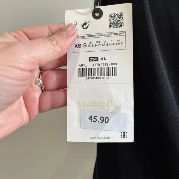 Zara‎ Black Draped Midi Dress XS NWT Elegant Minimalist Cocktail Chic - Image 3