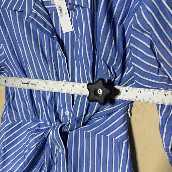 Steve Madden Shirt Dress Womens Medium Blue Stripe Tie Front Button Up NWT $79 - Image 5