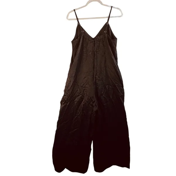 Athleta Calm‎ Cool Jumpsuit M Black Cupro Wide Leg Strappy Minimalist Chic Flowy - Image 2