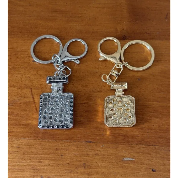Rhinestone Perfume Bottle Bag Charms Keychain Set N°5 & 5 Glam Bling NWOT - Image 2