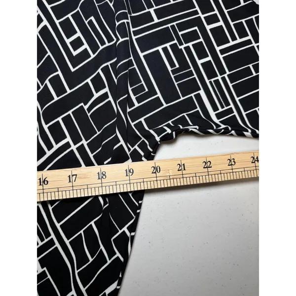 LAUREN‎ Ralph Lauren Dolman Sleeve Drawstring Waist Dress Medium Black Print - Image 7