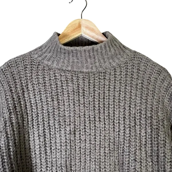 BKE Mock Neck Shaker Knit Pullover Sweater Gray Relaxed Fit Size S - Image 3