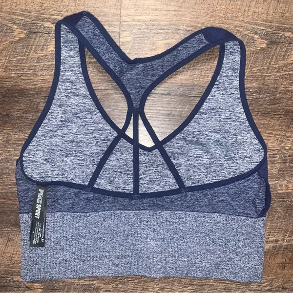 Victoria’s Secret PINK Sport Seamless Lightly Lined Blue Sports Bra Size Large - Image 4