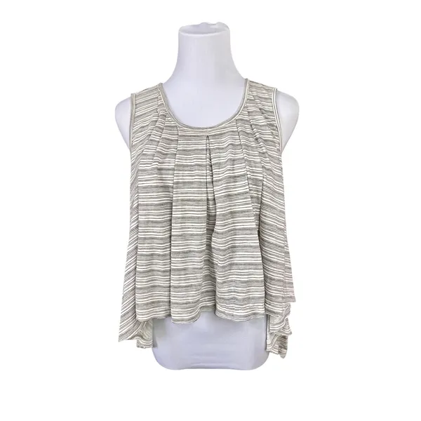 Free People Turn it Up Cream Striped High-low Tank Top SMALL‎ NWT Baggy Y2k - Image 3