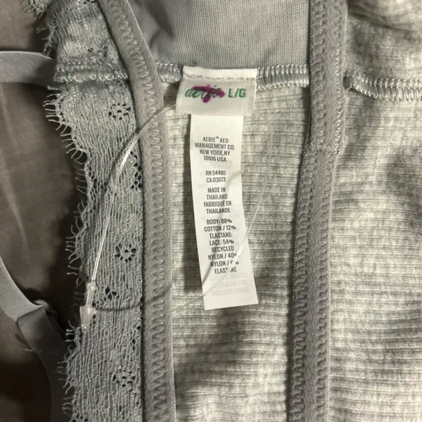 Aerie Gray Lace Trim Bralette Size L - Image 3