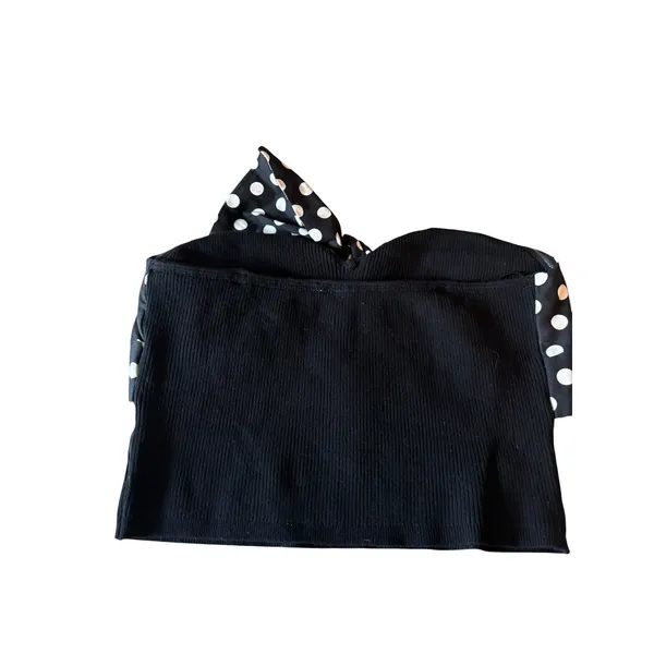 Dolan Black & White Polka Dot Bow Crop Top Size S - Image 3