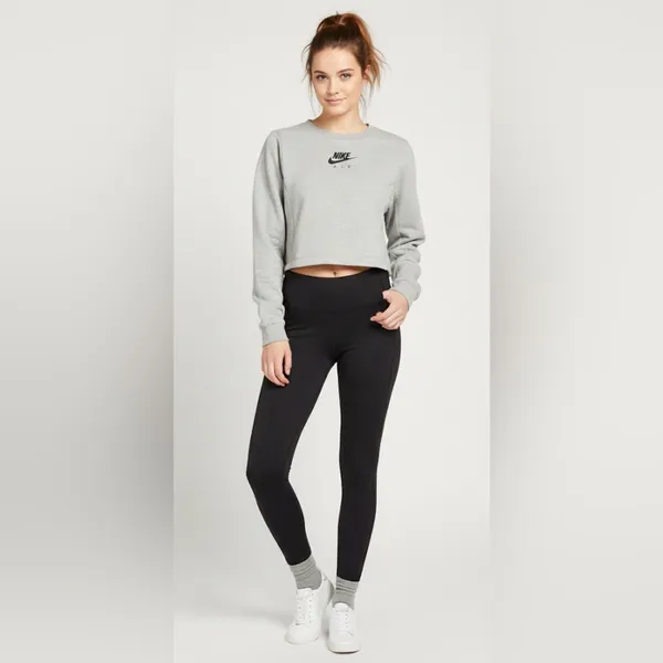 Nike Air Gray Long Sleeve Cropped Sweatshirt Size Medium - Image 12