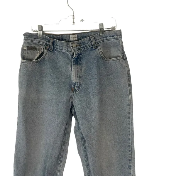 CK Calvin Klein Vintage 90s‎ Women's Plus Size 34 Baggy Light Wash Mom Jeans - Image 2
