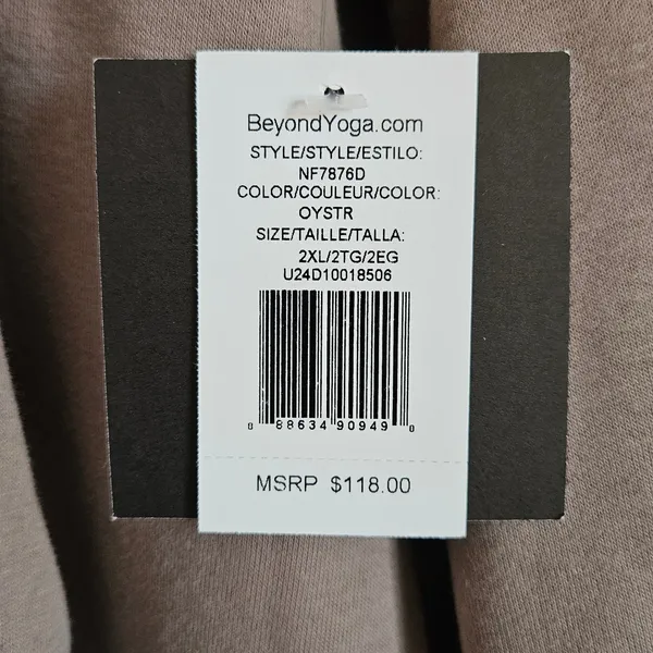 Beyond Yoga Womens Oyster Taupe Oversized Fleece Hoodie Sweatshirt 2XL NEW - Image 8