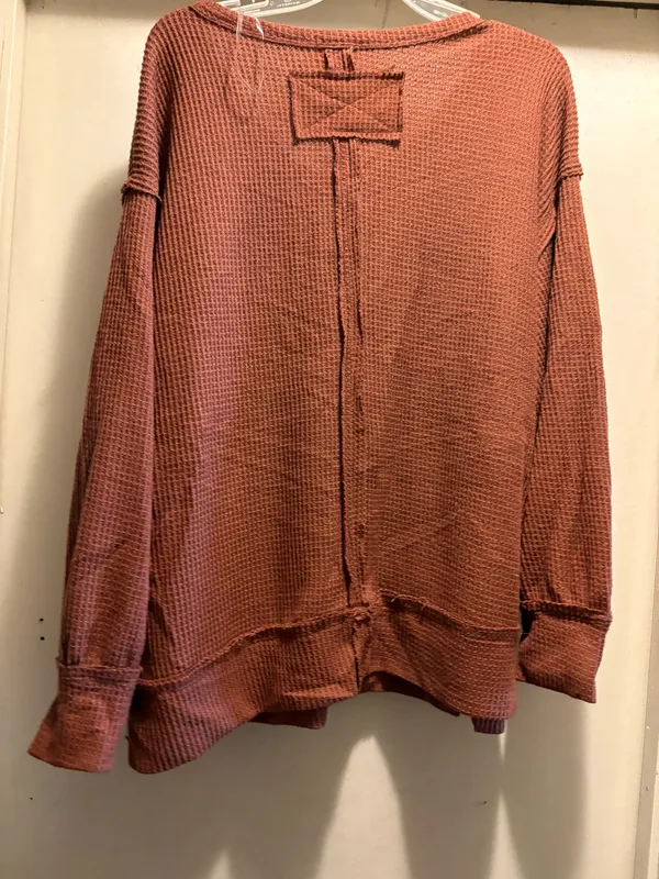 Andree by Unit rust waffle knit long sleeved top, 1X - Image 3