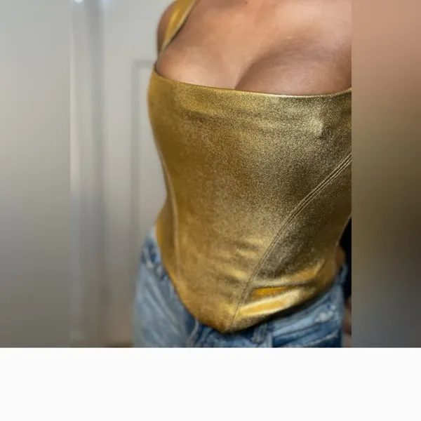 House of CB Karia Foil Corset Top in Gold Size XL - Image 16