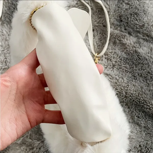 White Y2K Faux Fur Soft Two-way Crossbody Mini Handbag Purse - Image 8