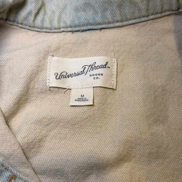 Universal‎ Thread Denim Utility Jacket Beige Sand Drawstring Waist Coat Womens M - Image 4
