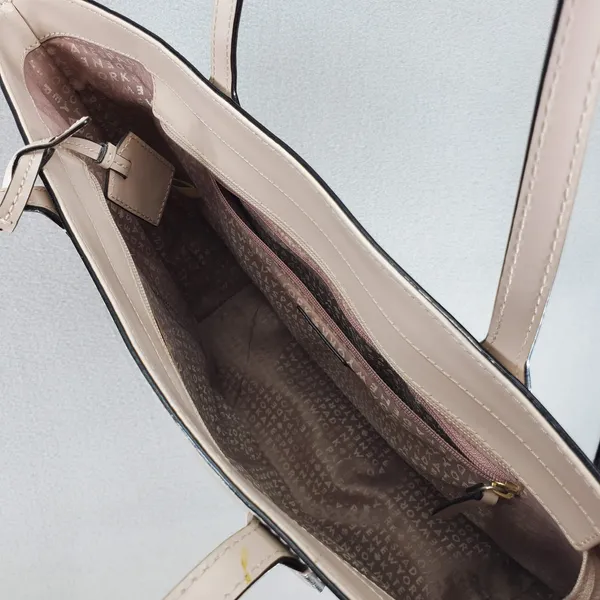 Kate Spade Leather Tote Bag Women L Beige‎ Pink Nude Gold Logo Shoulder Bag AVA - Image 3