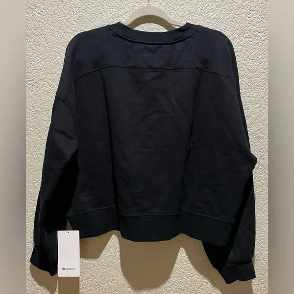 NWT Lululemon Perfectly Oversized Cropped Crew Top Black Size 12 - Image 6