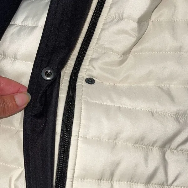 L-RL‎ Ralph Lauren Active Womens Quilted Front Zip Up Jacket Black Cream Medium - Image 6