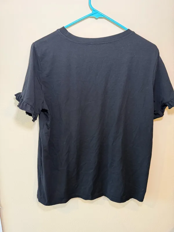 PRETTYGARDEN Black Short-Sleeve Ruffle Detail Tee - Women - Image 4