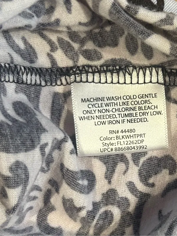 Faded Glory Black White Floral V-Neck Short Sleeve Knee Knit Dress S Stretch - Image 3