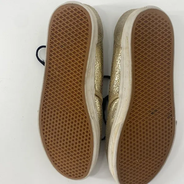 Vans Authentic Lo Pro Womens Size 5 Gold Cracked Foil Metallic Sneakers Skate - Image 6