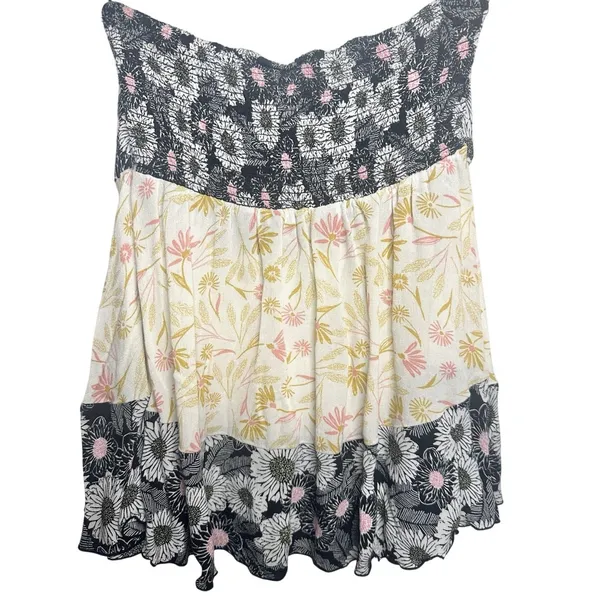 Intimately Free People Floral Summer Scarf Bandeau Top Small Mixed Print Smocked - Image 3